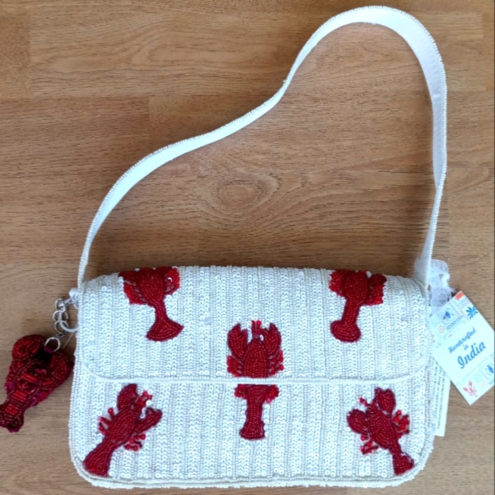 NWT! 🦞 Viral Beaded lobster Made in India Bag Handbag with lobster Bag Charm